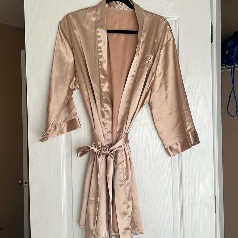 Monogram satin robe